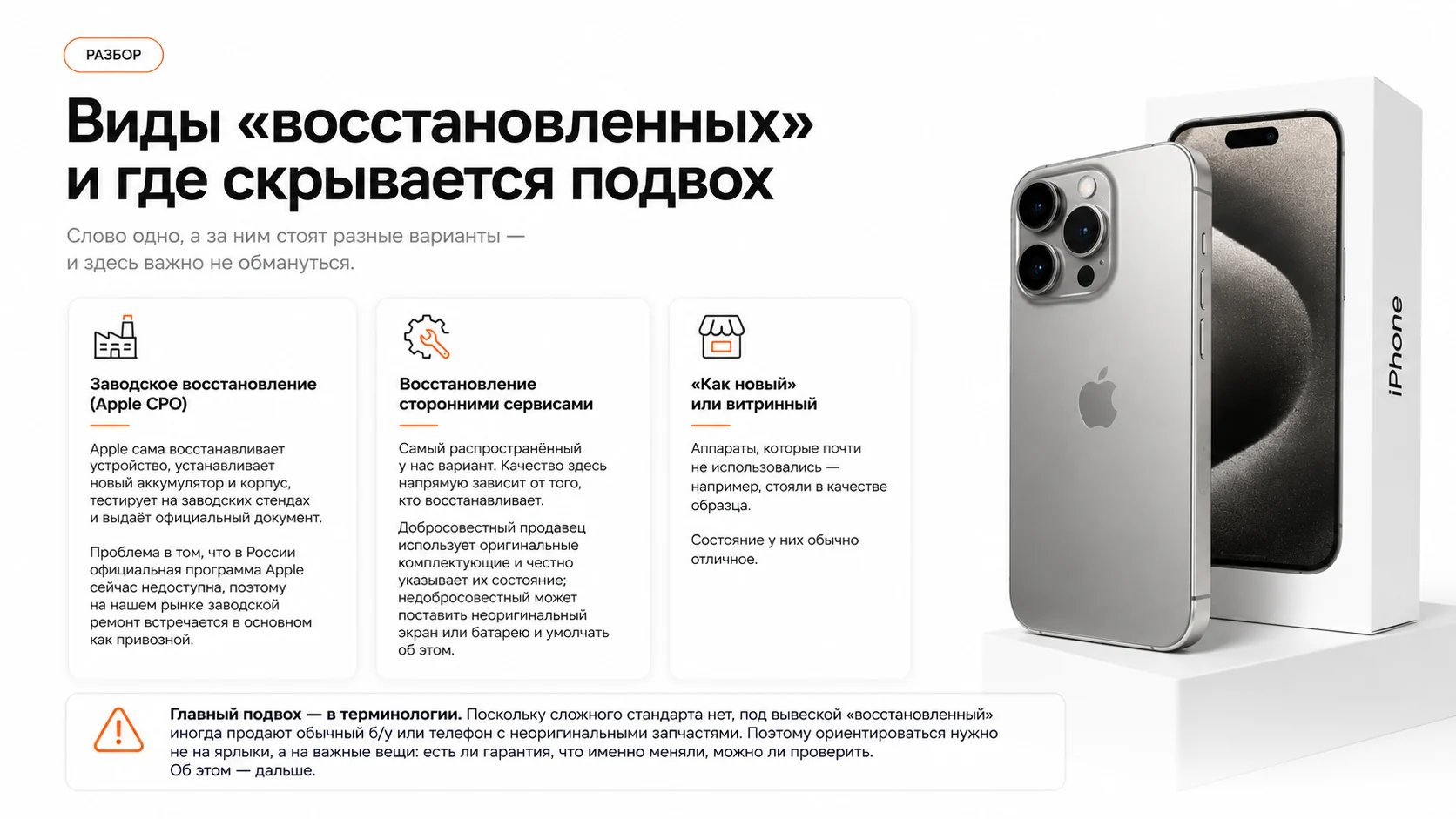 Инфографика: виды «восстановленных» и где скрывается подвох