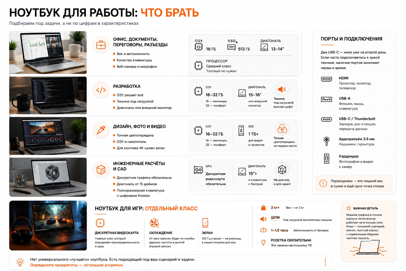 Инфографика — ноутбук для работы: что брать